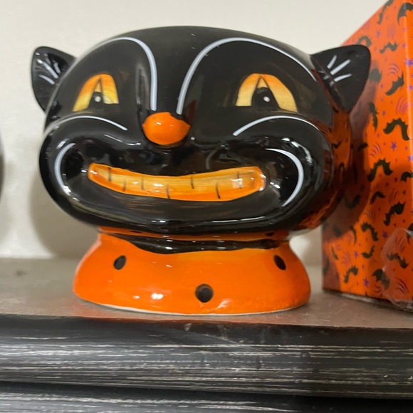 Black and Orange Ceramic Cat small candy dish Johanna Parker - Picture 1 of 1